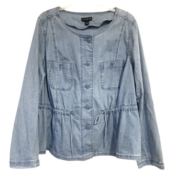 Lane Bryant Denim Long Sleeve Shirt Jacket Pockets Drawstring
Women's Size 26 - Picture 1 of 3